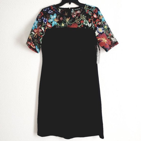 NEW NINA LEONARD EMBROIDERED LACE YOKE DRESS - Picture 5 of 11